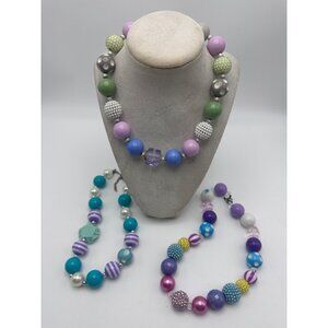 Bubblegum necklaces Girls Set 3 Beaded Chunky Fashion Jewelry
